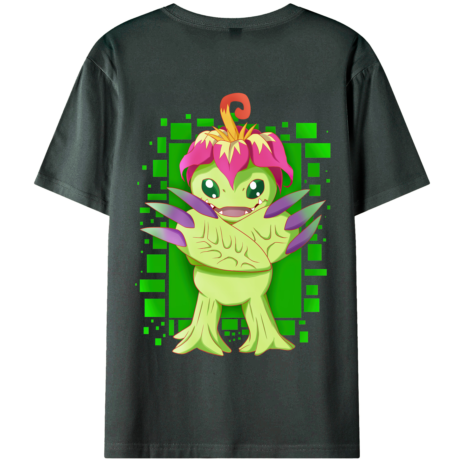 （画像用） Digimon デジタルモンスター/デジモン 綿100％ メンズ半袖Tシャツ（バックプリント） 通気性